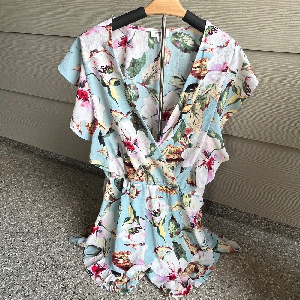 Umgee Floral Ruffle shorts romper